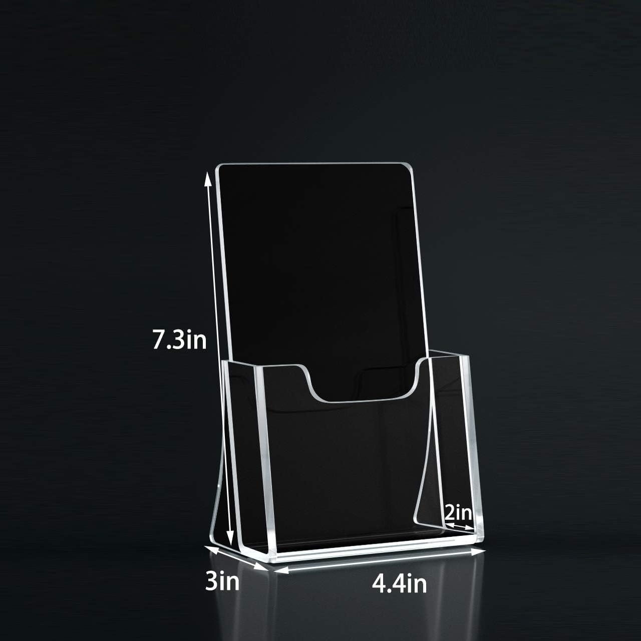 2 Pack 4 Inch Wide Acrylic Brochure Holders for Booklets, Cards, Brochures, Magazines, Literature, Brochure Displays for Countertops
