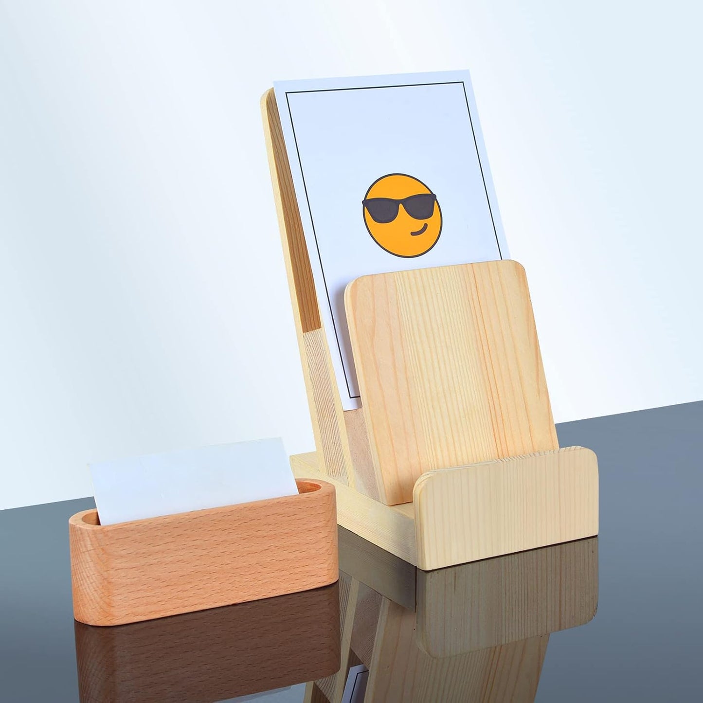 Three-layer wooden brochure rack with business card holder, leaflet holder, postcard display stand, document holder, brochure display stand, magazine rack, leaflet holder, brochure, menu, journal