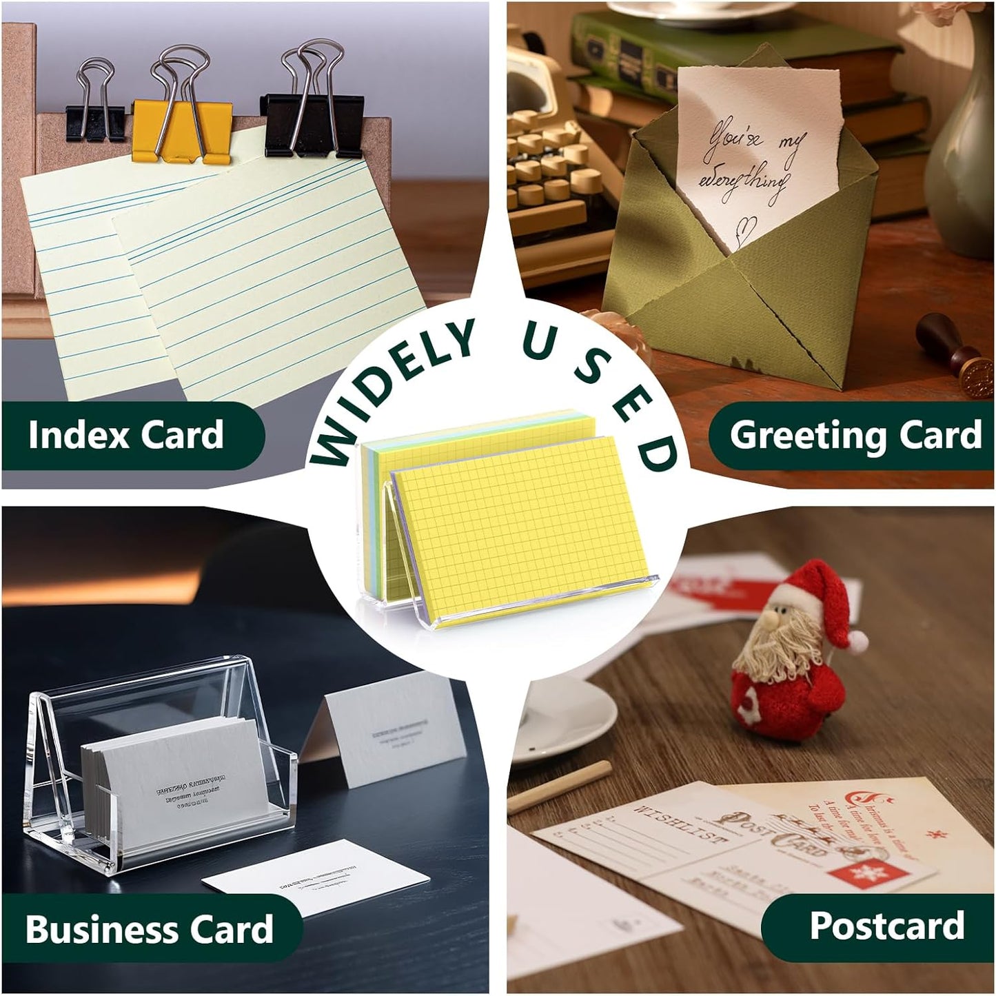 2 Pack Index Card Display Stand 4x6 Index Card Storage Box Flash Card Holder Acrylic Postcard Display Stand Note Card Storage Box Business Card Holder for Desk Home Office (Transparent No Card)