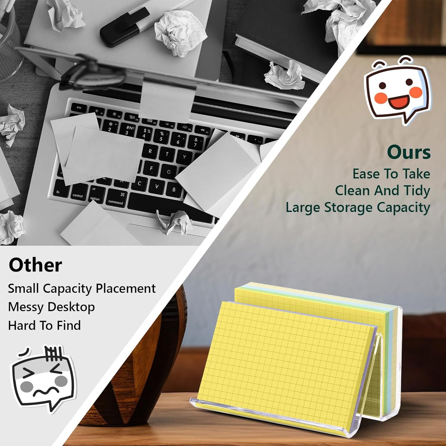 2 Pack Index Card Display Stand 4x6 Index Card Storage Box Flash Card Holder Acrylic Postcard Display Stand Note Card Storage Box Business Card Holder for Desk Home Office (Transparent No Card)