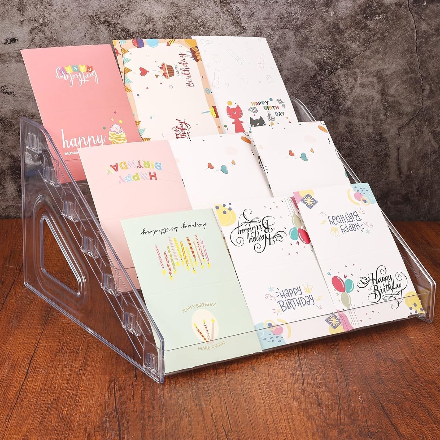 7 Layers Acrylic Greeting Card Display Stand Portable Display Rack Storage Sticker Organizer Stamp Postcard Mail Greeting Card Stand Portable Display Stand for Retail Counter