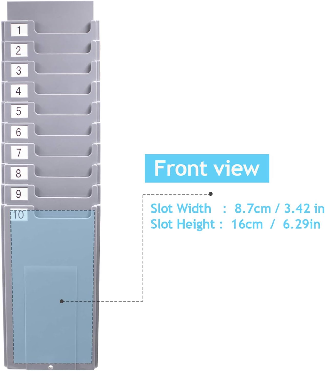 Time Card Holder Retractable Time Card Holder with 10 Pockets Plastic Wall Mount Card Holder Compatible with Time Card Machine Attendance Recorder Punch Clock for Office, Gray