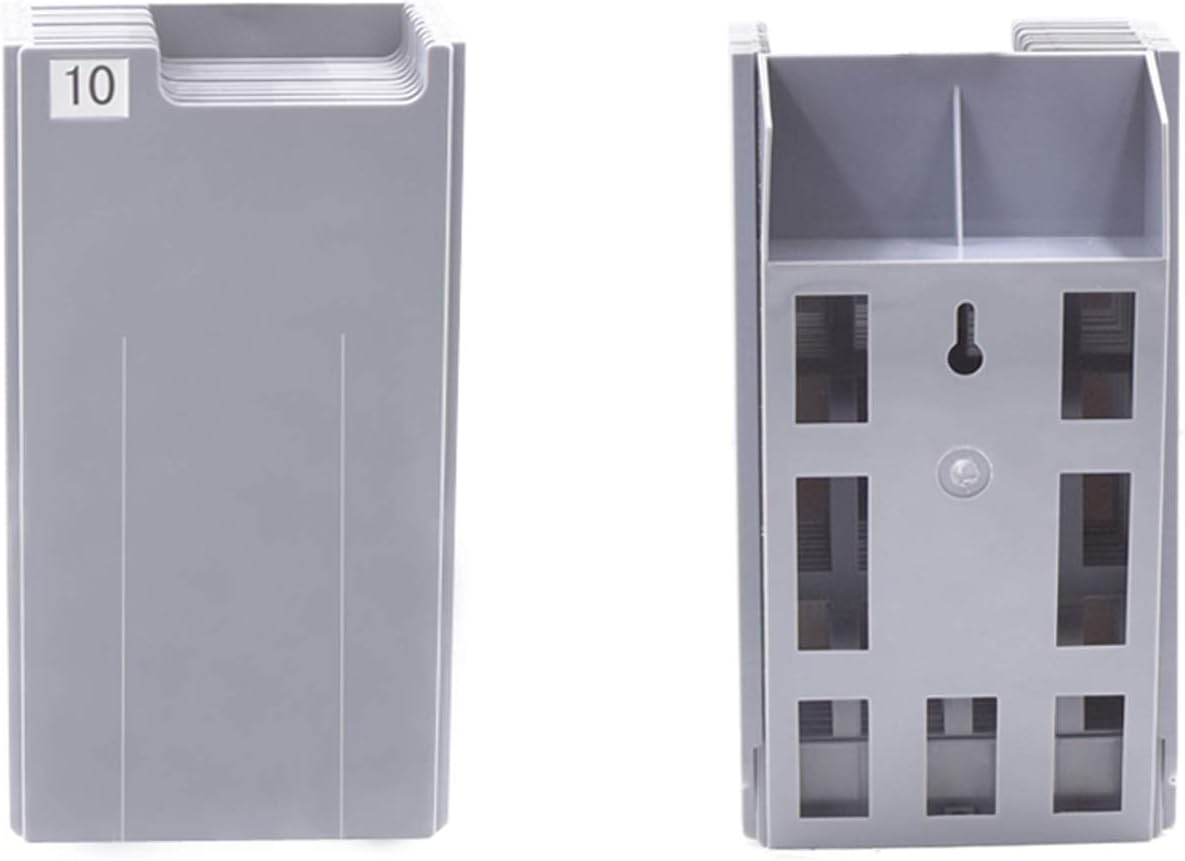 Time Card Holder Retractable Time Card Holder with 10 Pockets Plastic Wall Mount Card Holder Compatible with Time Card Machine Attendance Recorder Punch Clock for Office, Gray