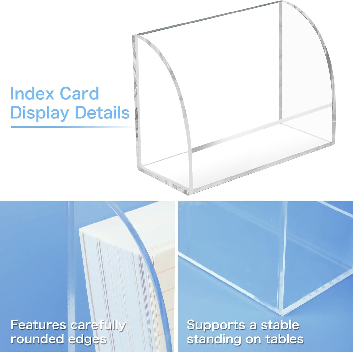 2 Pack Index Card Display Stand 3x5 Acrylic Card Holder for Desk Document Notes 4x2.4x5.4 Inch Clear Postcard Holder Index Card Holder Acrylic Business Card Holder for Office Business Classroom (No Cards)