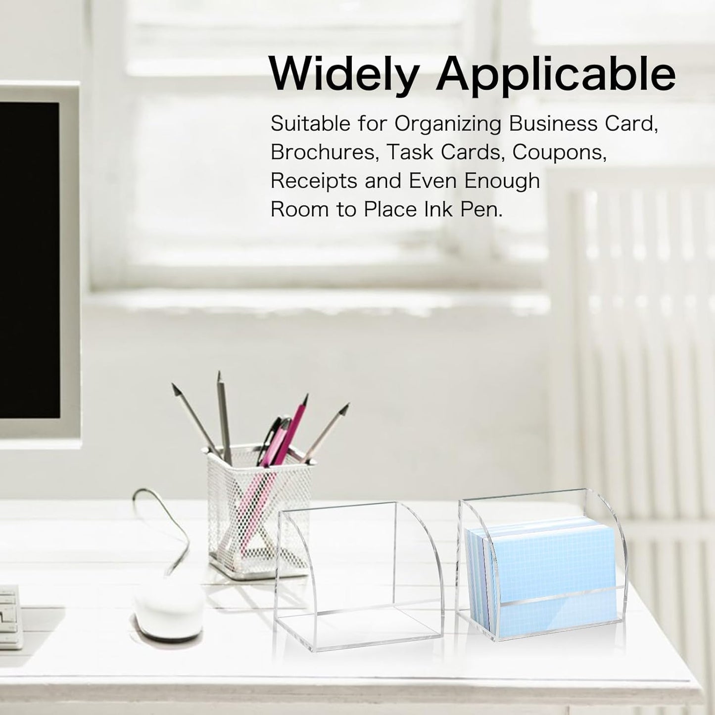 2 Pack Index Card Display Stand 3x5 Acrylic Card Holder for Desk Document Notes 4x2.4x5.4 Inch Clear Postcard Holder Index Card Holder Acrylic Business Card Holder for Office Business Classroom (No Cards)