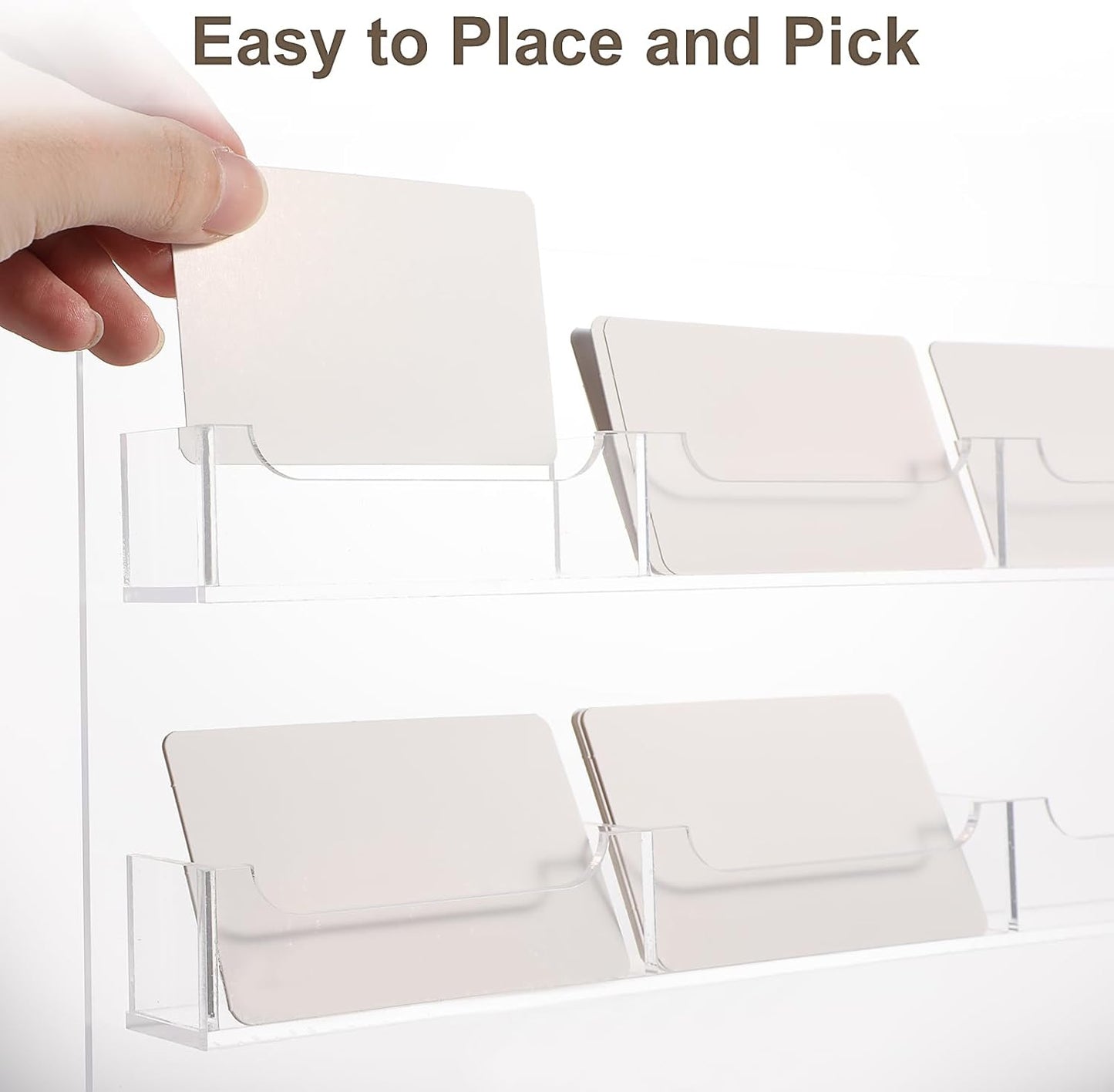 Business Card Holder Wall Mounted Transparent Sticker Display Marketing Clip Acrylic Business Card Holder Multi-Pocket Rack Storage Rack Save Home Office Space