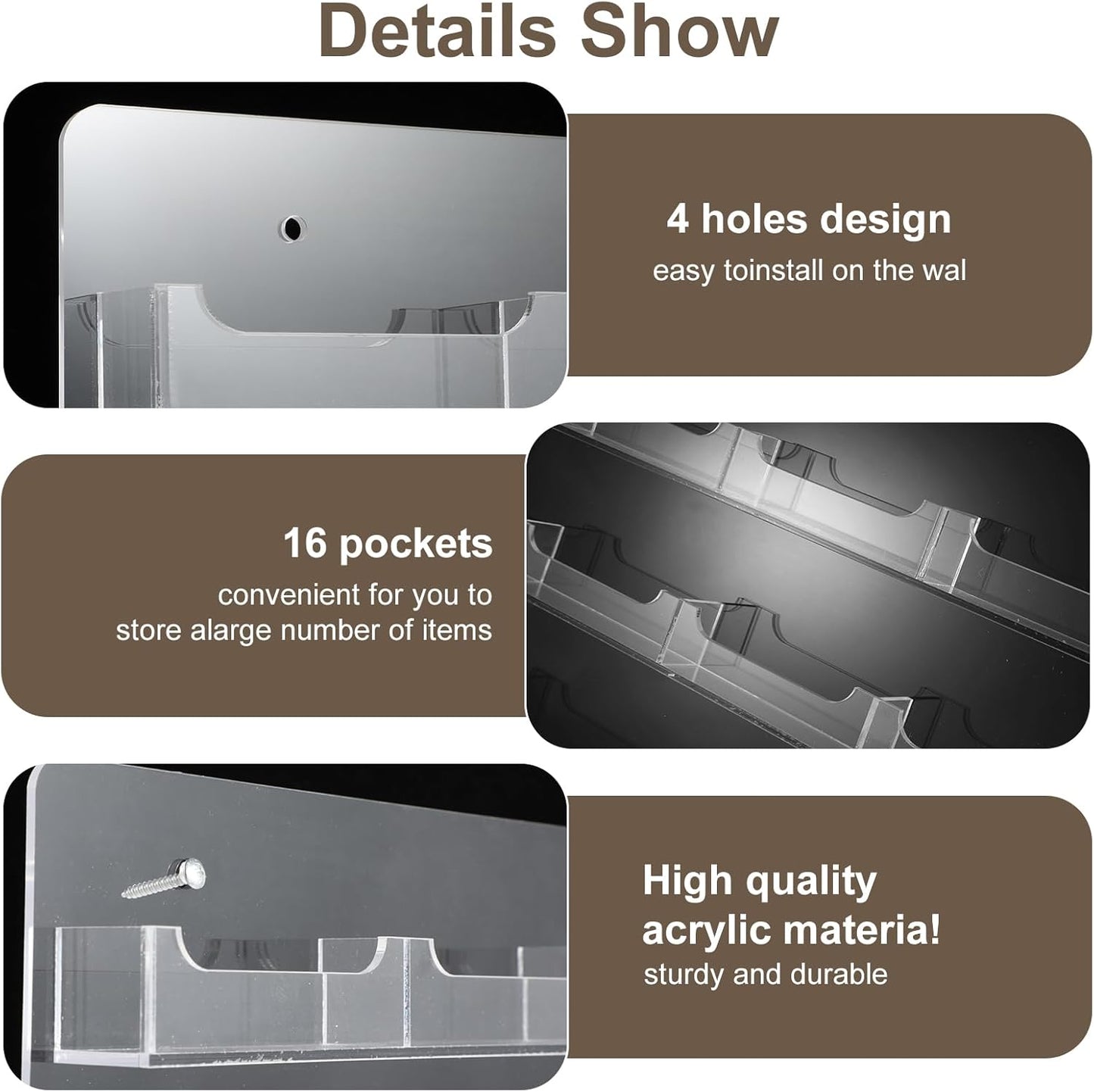 Business Card Holder Wall Mounted Transparent Sticker Display Marketing Clip Acrylic Business Card Holder Multi-Pocket Rack Storage Rack Save Home Office Space