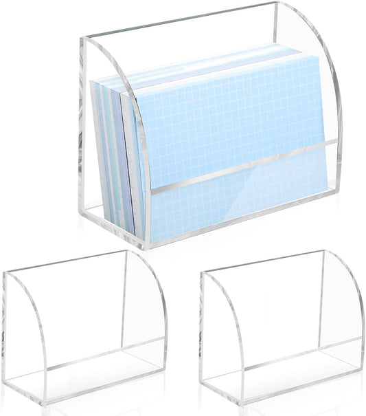 2 Pack Index Card Display Stand 3x5 Acrylic Card Holder for Desk Document Notes 4x2.4x5.4 Inch Clear Postcard Holder Index Card Holder Acrylic Business Card Holder for Office Business Classroom (No Cards)