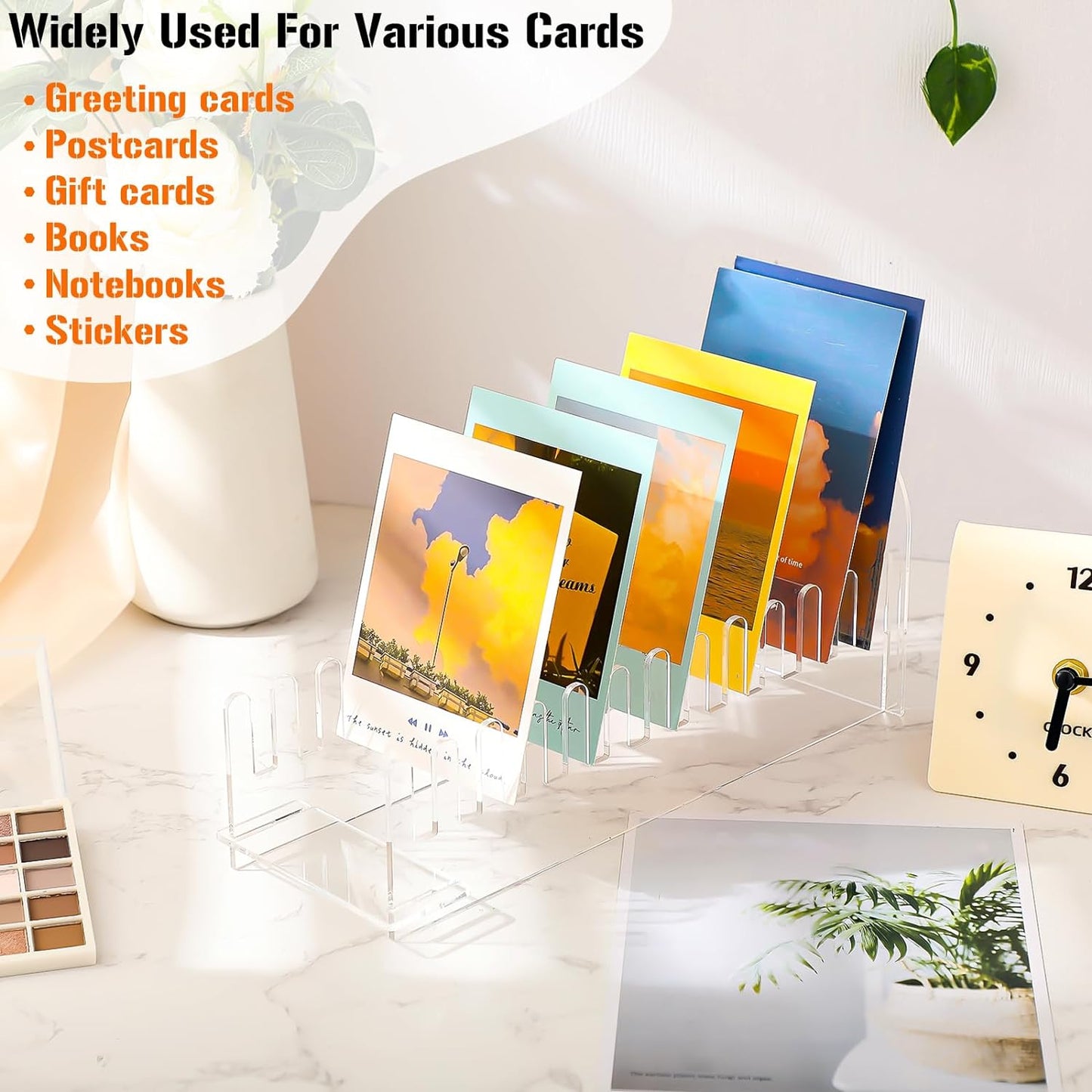 2pcs 12 Layer Acrylic Greeting Card Display Stand Portable Card Display Stand Postcard Coaster Sticker Holder for Supplier Retail Counter Tabletop (Transparent)