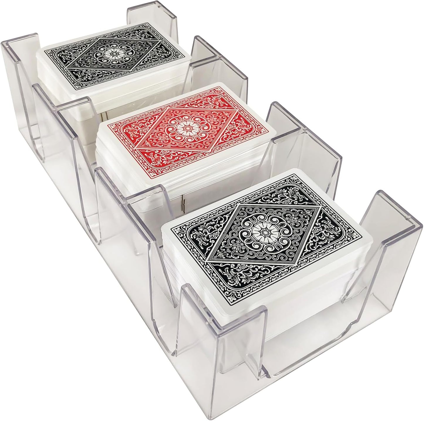 9 decks of transparent Canasta playing cards box