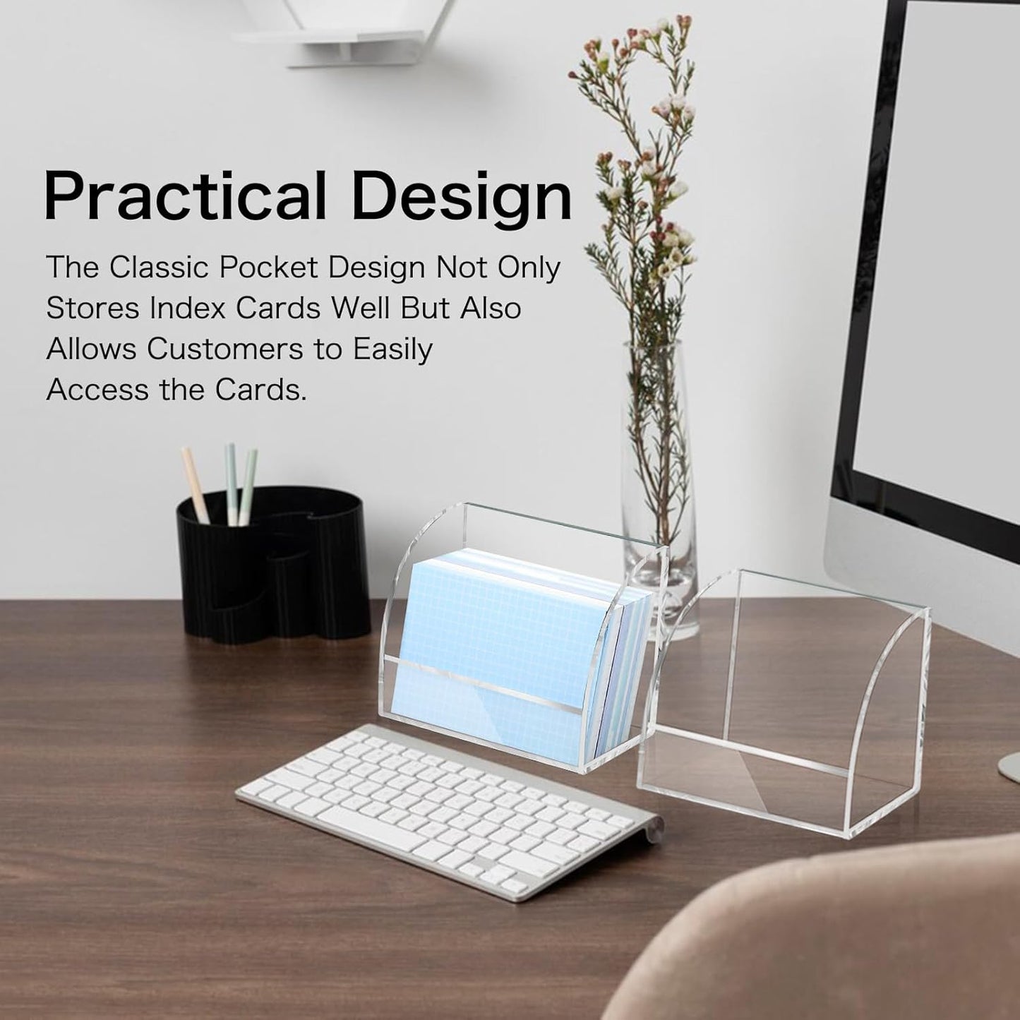 2 Pack Index Card Display Stand 3x5 Acrylic Card Holder for Desk Document Notes 4x2.4x5.4 Inch Clear Postcard Holder Index Card Holder Acrylic Business Card Holder for Office Business Classroom (No Cards)