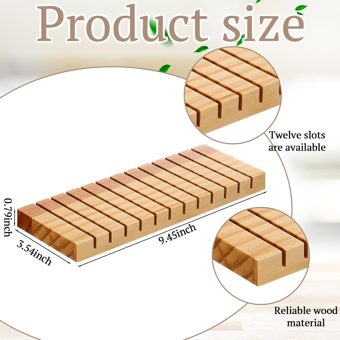 Greeting Card Display Stand 12 Slots Wooden Card Holder Multipurpose Stand Desktop Photo Organizer for Vendor Postcards, Stickers, Bookmarks, Home Office Decor