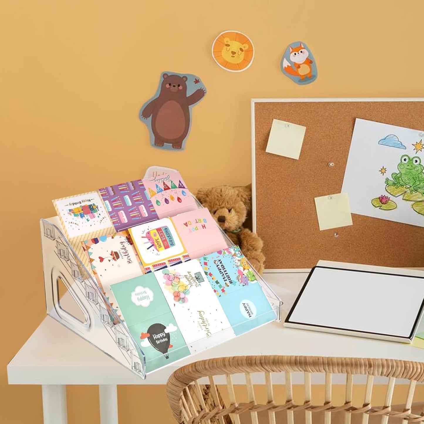 7 Layers Acrylic Greeting Card Display Stand Portable Display Rack Storage Sticker Organizer Stamp Postcard Mail Greeting Card Stand Portable Display Stand for Retail Counter