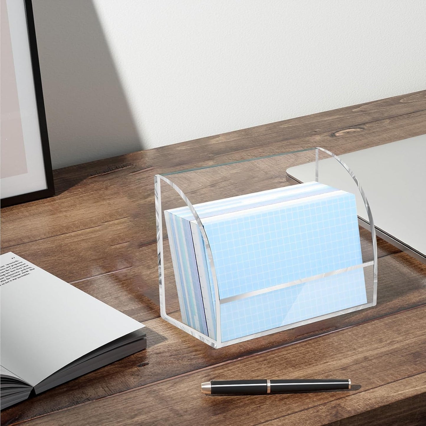 2 Pack Index Card Display Stand 3x5 Acrylic Card Holder for Desk Document Notes 4x2.4x5.4 Inch Clear Postcard Holder Index Card Holder Acrylic Business Card Holder for Office Business Classroom (No Cards)