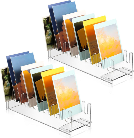 2pcs 12 Layer Acrylic Greeting Card Display Stand Portable Card Display Stand Postcard Coaster Sticker Holder for Supplier Retail Counter Tabletop (Transparent)