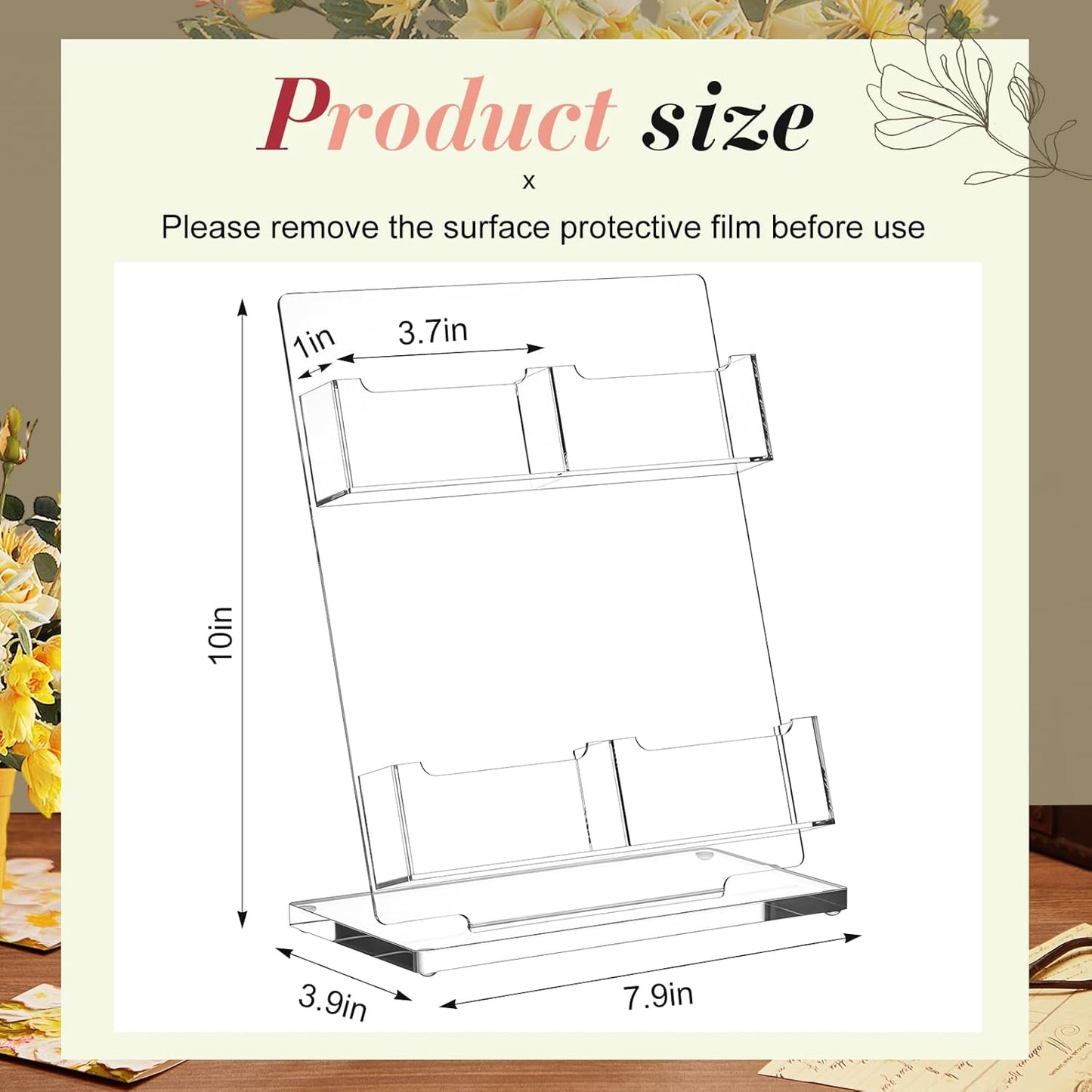 Acrylic Greeting Card Display Stand, 4 Slot Postcard Holder Card Display Stand, No Assembly Required Sticker Storage, Clear Photo Storage Rack for Supplier Crafts Trade Show