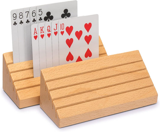Solid Beech Wood Playing Card Holder / Poker Box - Set of 2