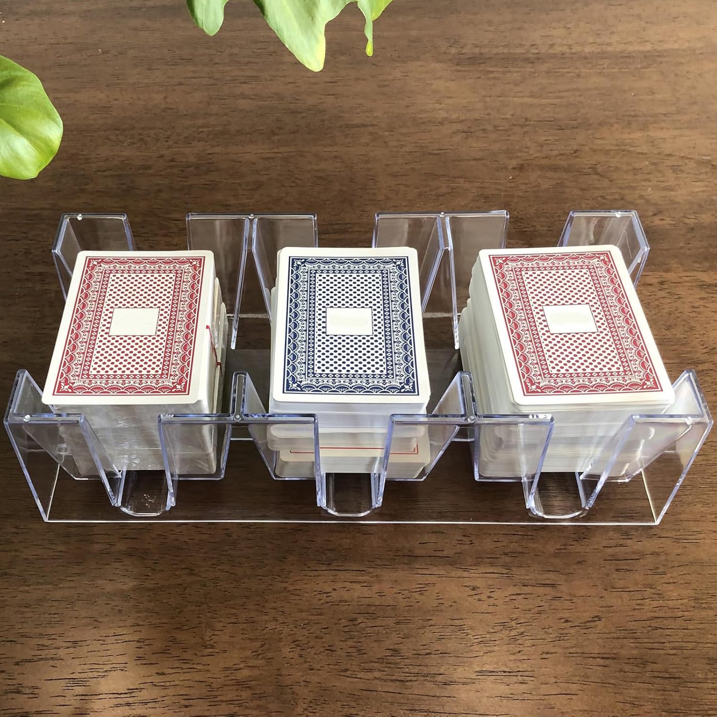 9 decks of transparent Canasta playing cards box